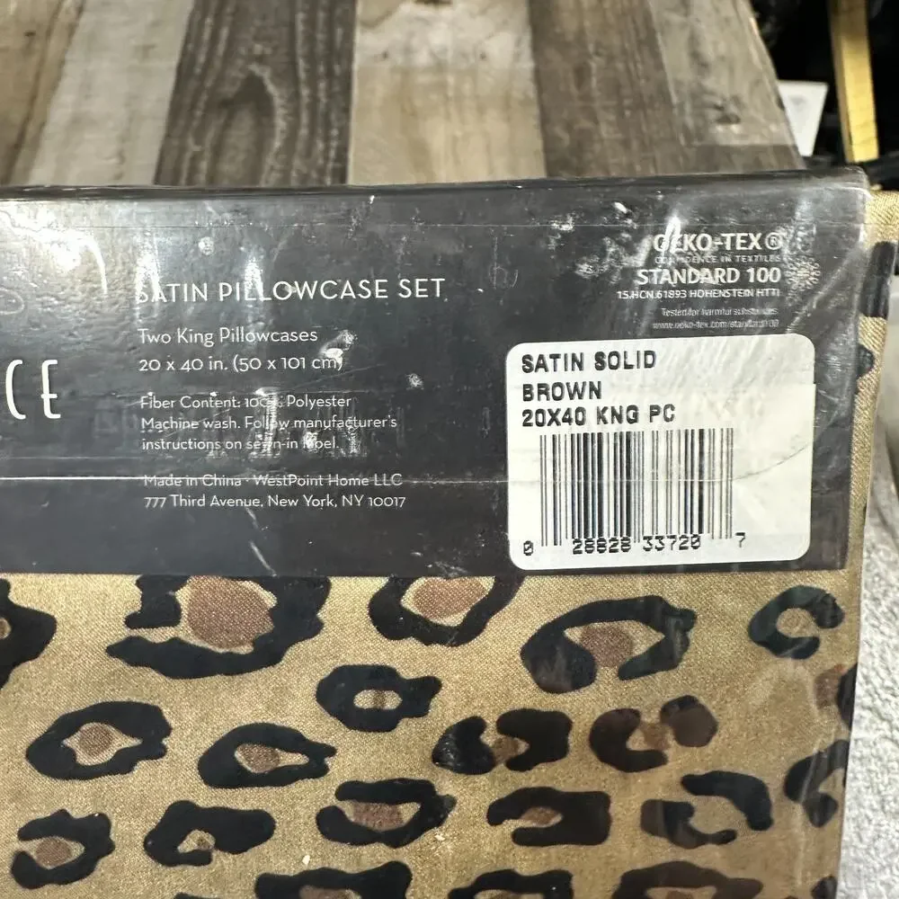 Martex‎ Elegance King Set Of 2 Pillowcases Cheetah VTG 90s New Animal Satin